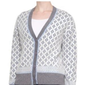 Cupcakes and Cashmere Gray & White Sweater Fuzzy Cardigan Gray XS